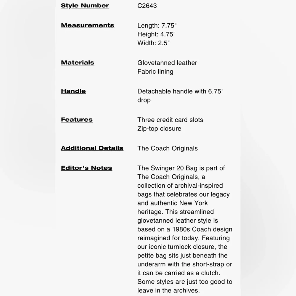 ❌SOLD❌ NWT COACH Swinger 20 Bag in Black/Brass - Picture 10 of 10